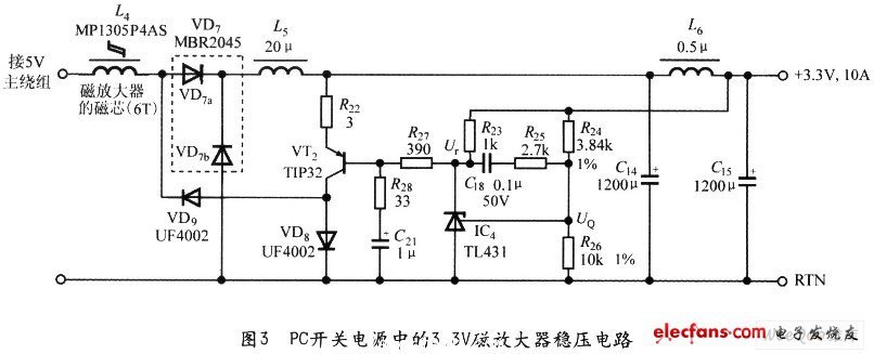 3.3V磁放大器穩(wěn)壓電路